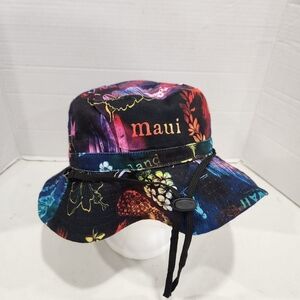 Hawaii Maui Bucket Hat Colorful Tropical Reversible Beach Summer Drawstring